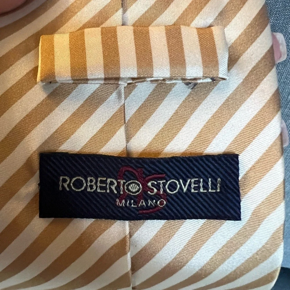 Roberto Stovelli Milano Stripe Silk Tie with Made In Italy MINT